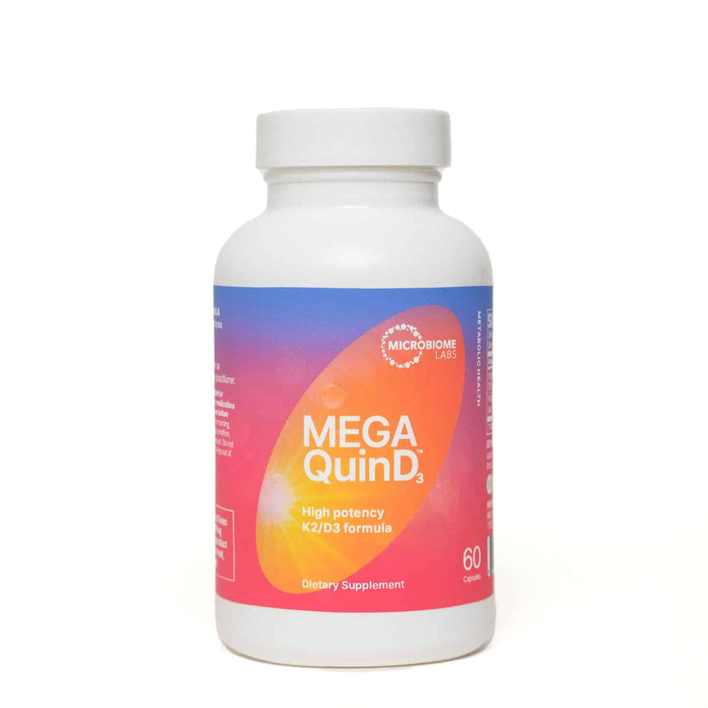 MegaQuinD₃™ High potency K2/D3 formula (60 Capsules) by Microbiome Labs