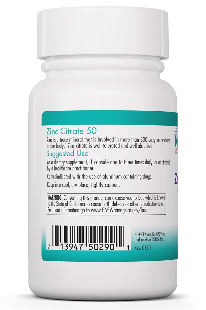 Zinc Citrate 50 Mg 60 Vegetarian Caps by Nutricology