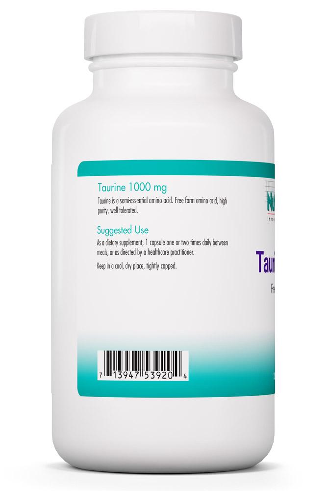 Taurine 1000 Mg 250 Vegetarian Caps by Nutricology