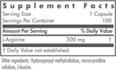 L-Arginine 500 mg by Nutricology