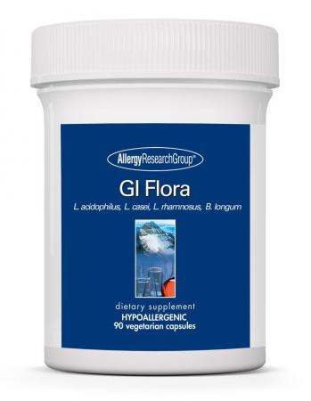 GI Flora L. Acidophilus, L. casei, L. rhamnosus, B. longum Non-Dairy 90 vegetarian capsules by Allergy Research Group