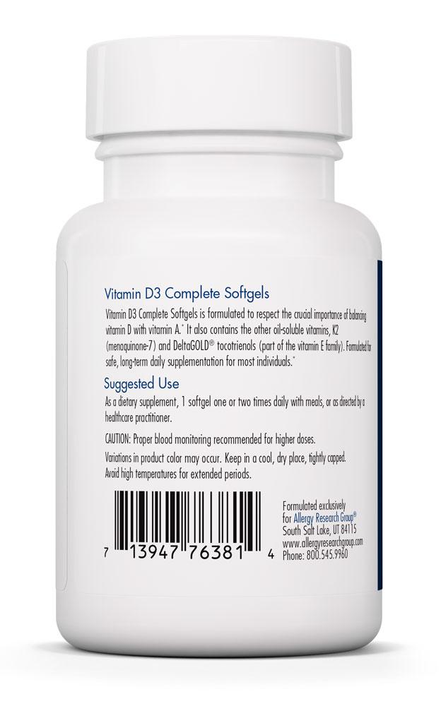 Vitamin D3 Complete 60 Softgels by Allergy Research Group