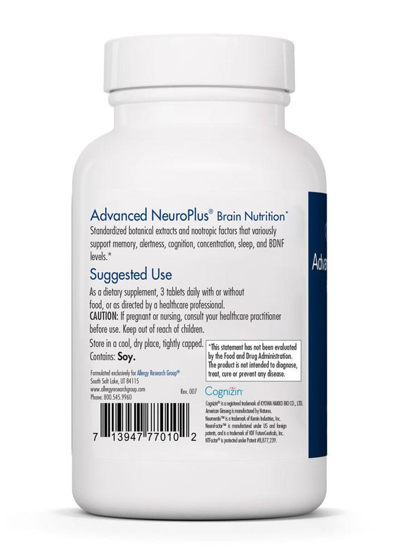 Advanced NeuroPlus® Brain Nutrition* 90 Vegetarian Tablets by Allergy Research Group