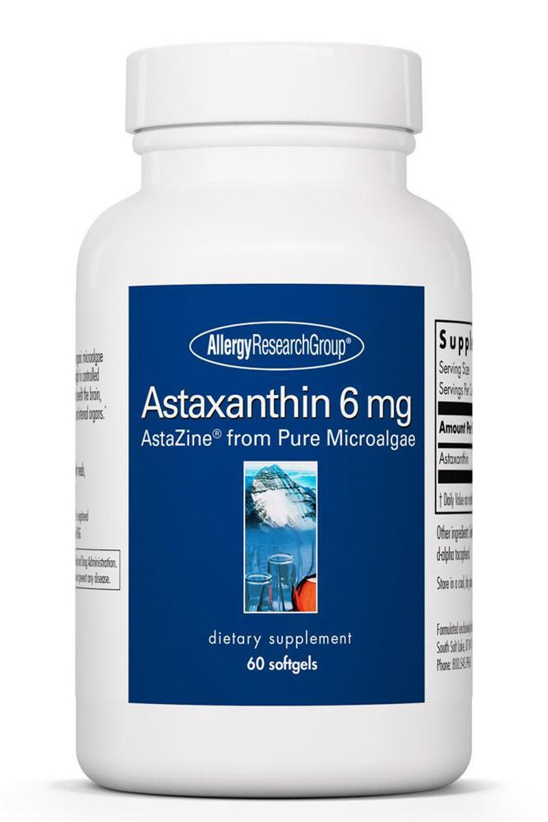 Astaxanthin 6 mg AstaZine® From Pure Microalgae 60 softgels by Allergy Research Group