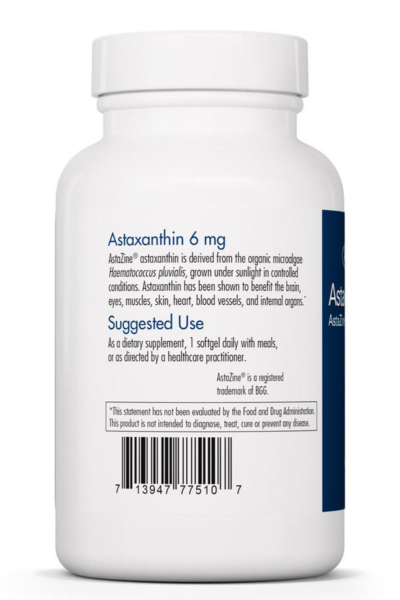 Astaxanthin 6 mg AstaZine® From Pure Microalgae 60 softgels by Allergy Research Group