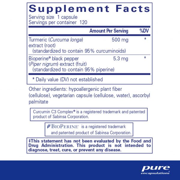 Curcumin 500 with Bioperine® by Pure Encapsulations®