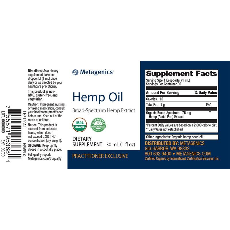 Metagenics Hemp Oil 30 mL (1 fl oz.)