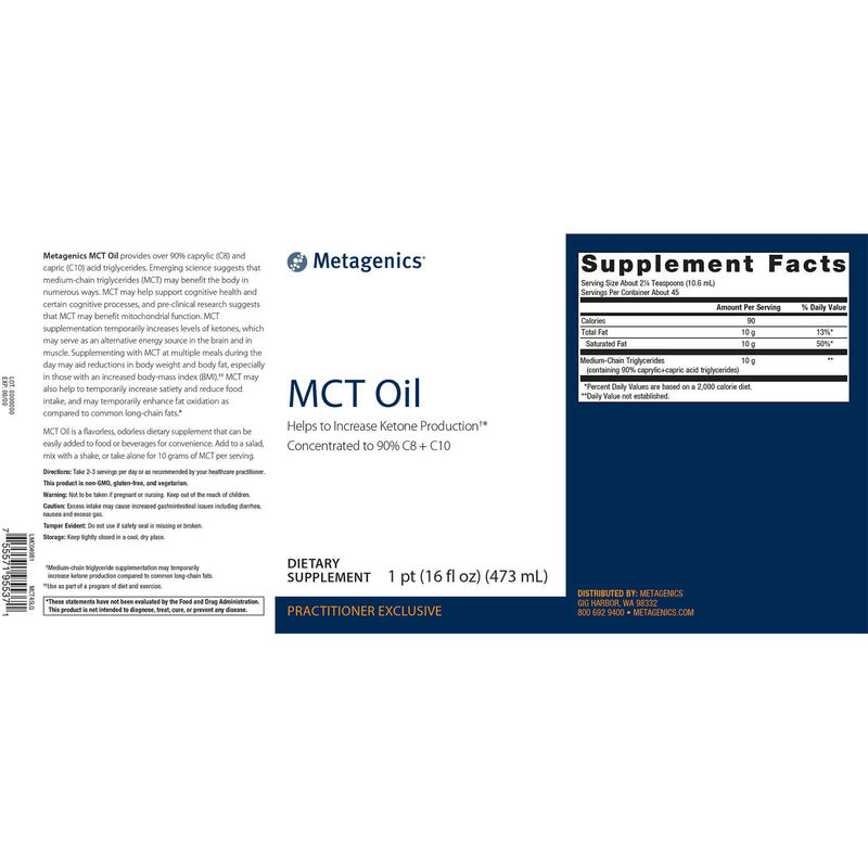 Metagenics MCT Oil 1 pint (16 fl oz.) 45 Servings