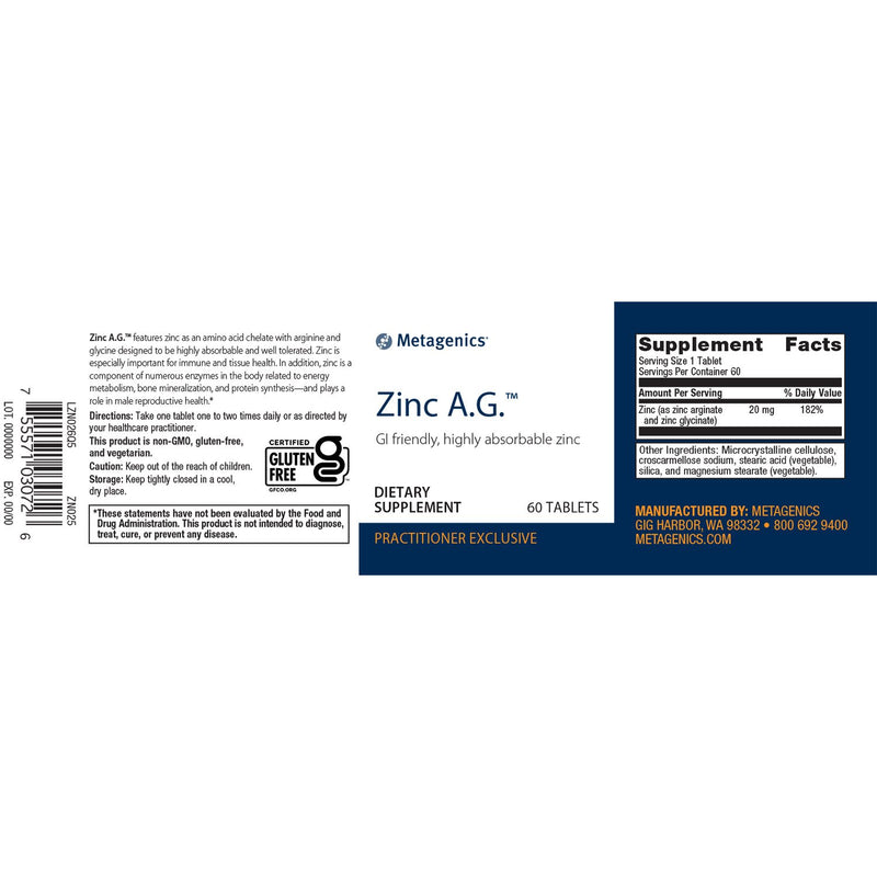 Zinc A.G.™ 60 Tablets by Metagenics