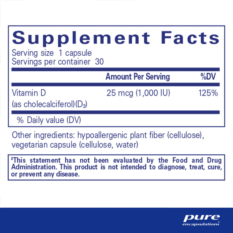Vitamin D3 25 mcg (1,000 IU) by Pure Encapsulations®