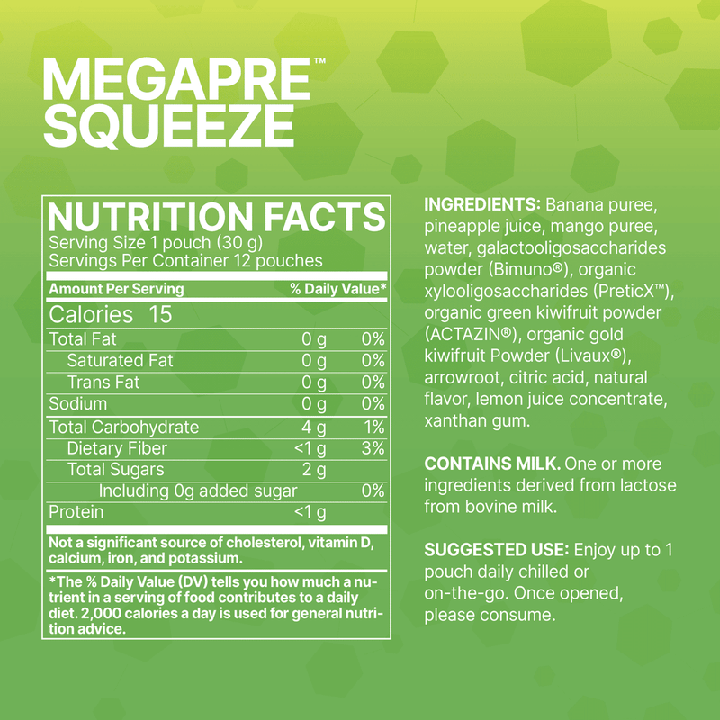 MegaPre Squeeze Packs (12 1oz Pouches) by Microbiome Labs